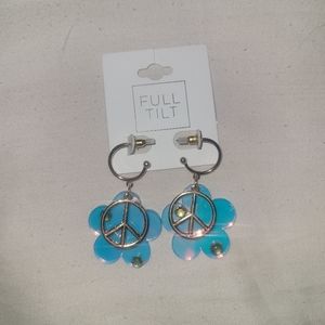 New with tags! Acrylic holographic flower peace sign earrings